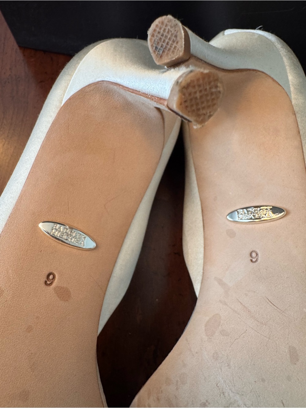 Badgley Mischka Women's IvyEmbellished Open-Toe Heels -size 9 in Ivory - Picture 6 of 6